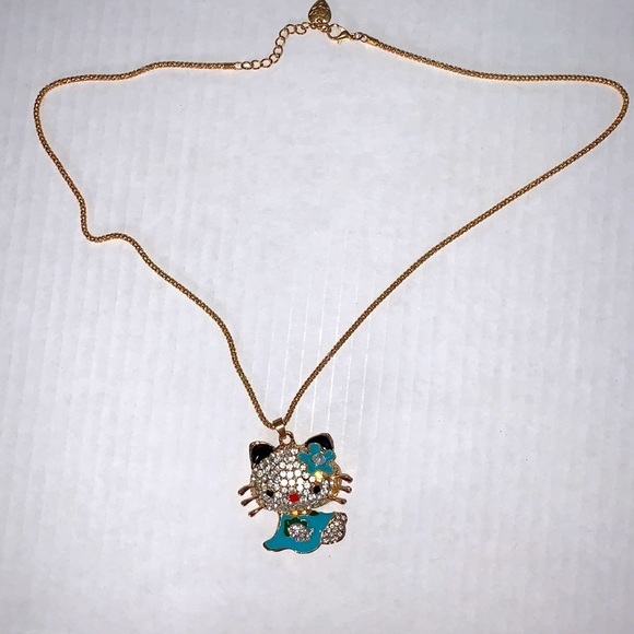 Hello Kitty Rhinestone Pendant With Necklace - Picture 1 of 4